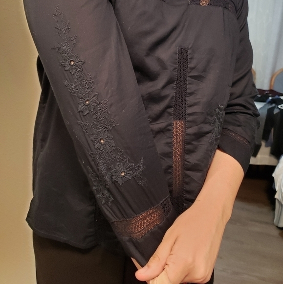 J. Crew Embroidered Top, Color Navy, Size 0P - Picture 7 of 16